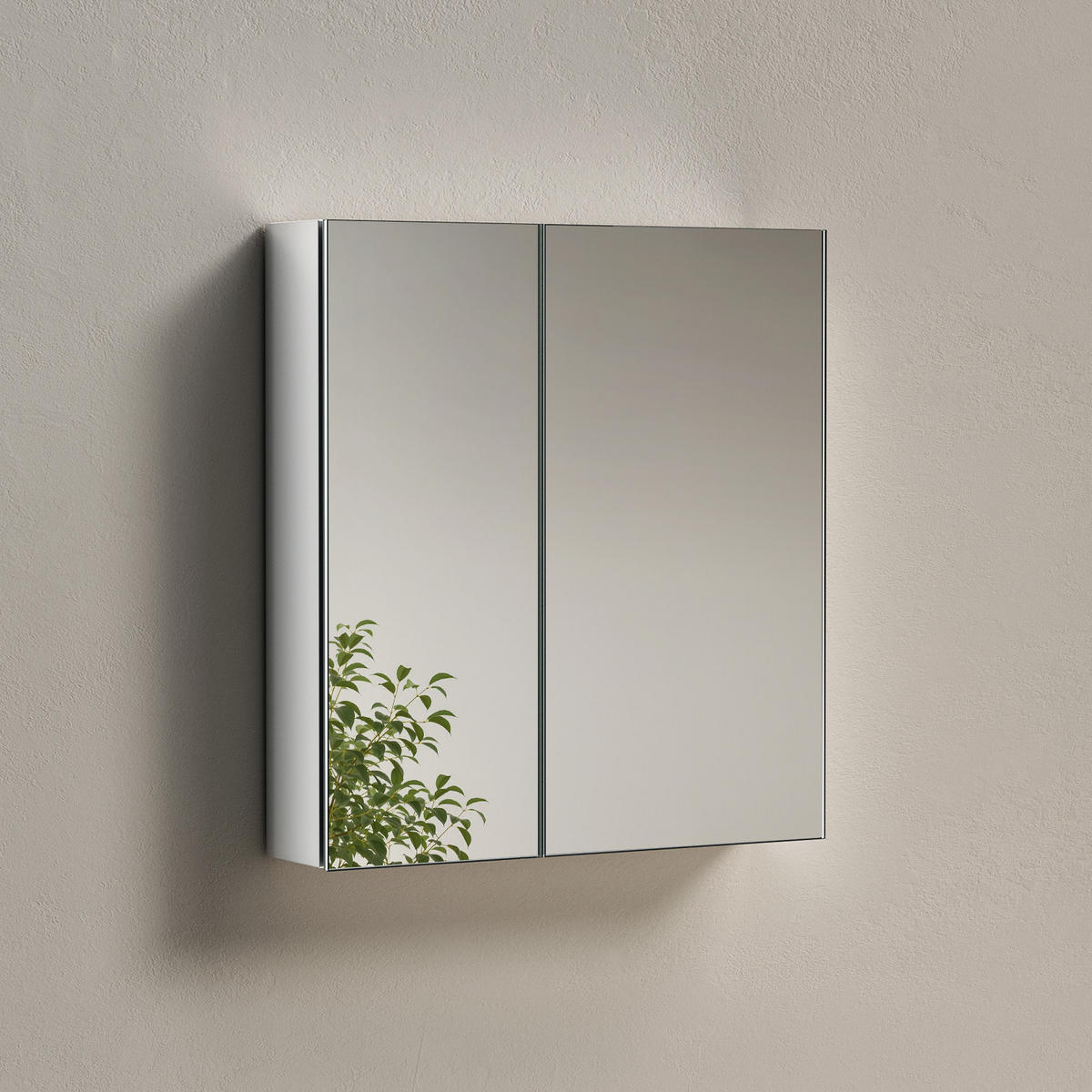 SPIEGELSCHRANK Weiß 65/60/14,5 cm - Weiß, Metall (60/65/14.5cm) - EMKE