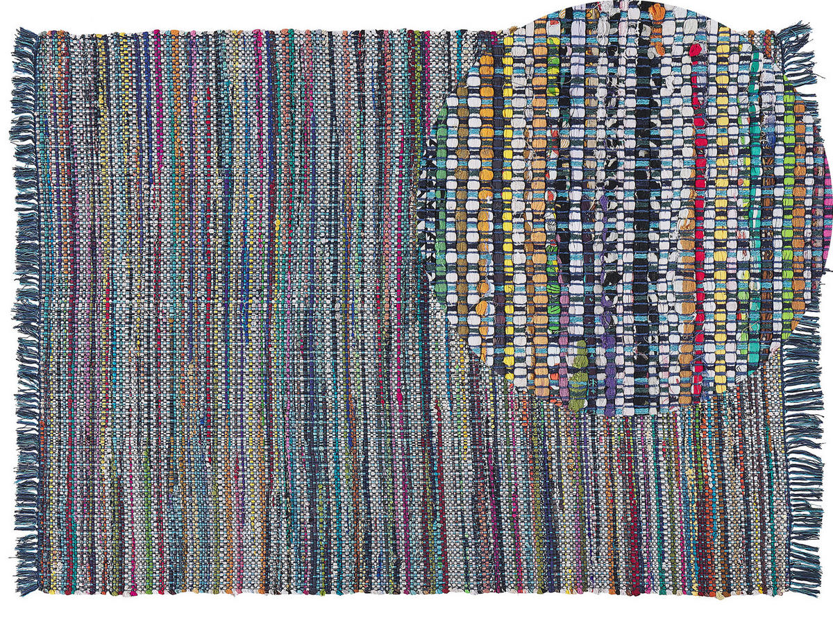TEPPICH geflochten Besni 230/160 cm - Blau, Textil (160/230cm) - Beliani