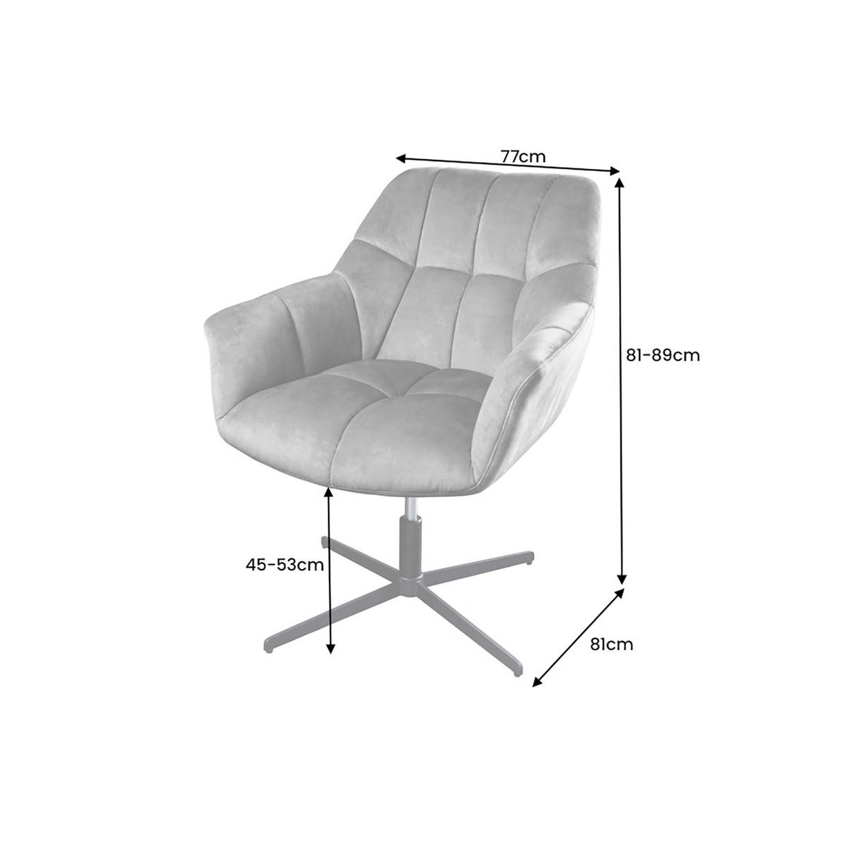 SESSEL PAPILLON Samt Grau 90 cm - Silberfarben/Schwarz, Textil/Metall (76/83/80cm) - riess-ambiente
