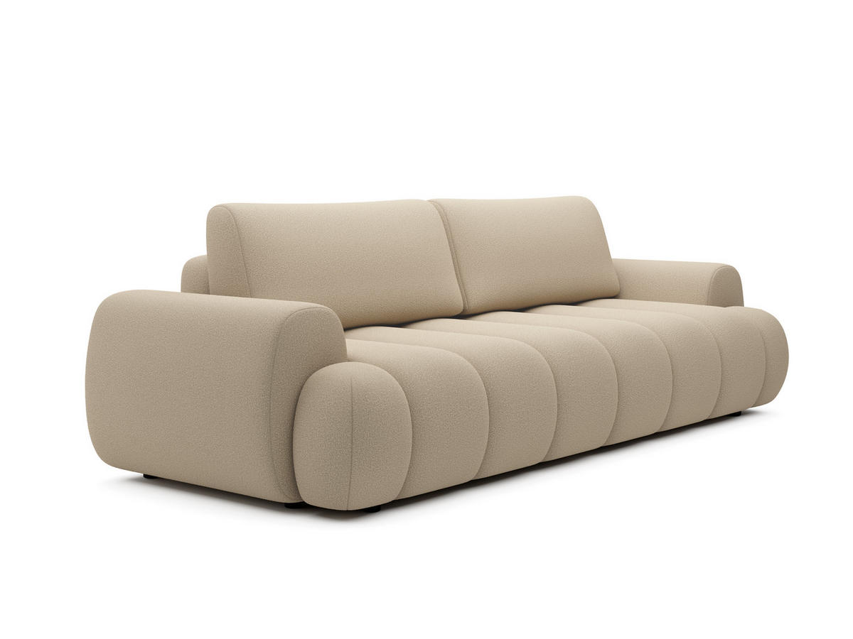 BETTSOFA SITO Creme Geflochtener Stoff mit Schlaffunktion - Creme, Textil (110/81/263cm) - MASSENO