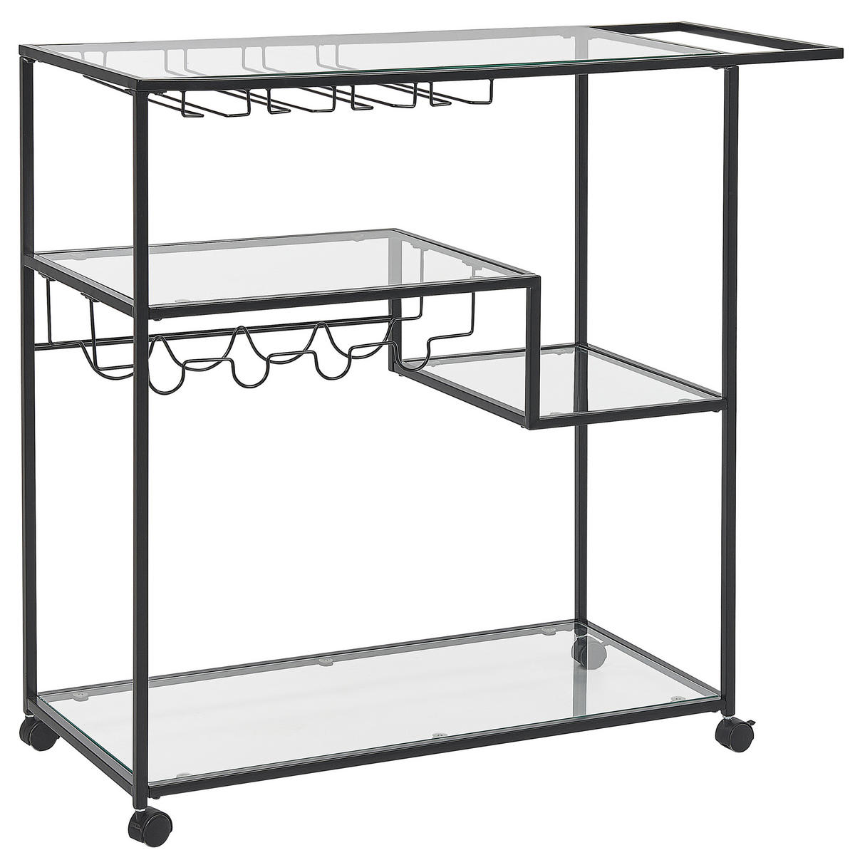 SERVIERWAGEN Schwarz Marcola - Transparent/Schwarz, Metall (103/94/40cm) - Beliani