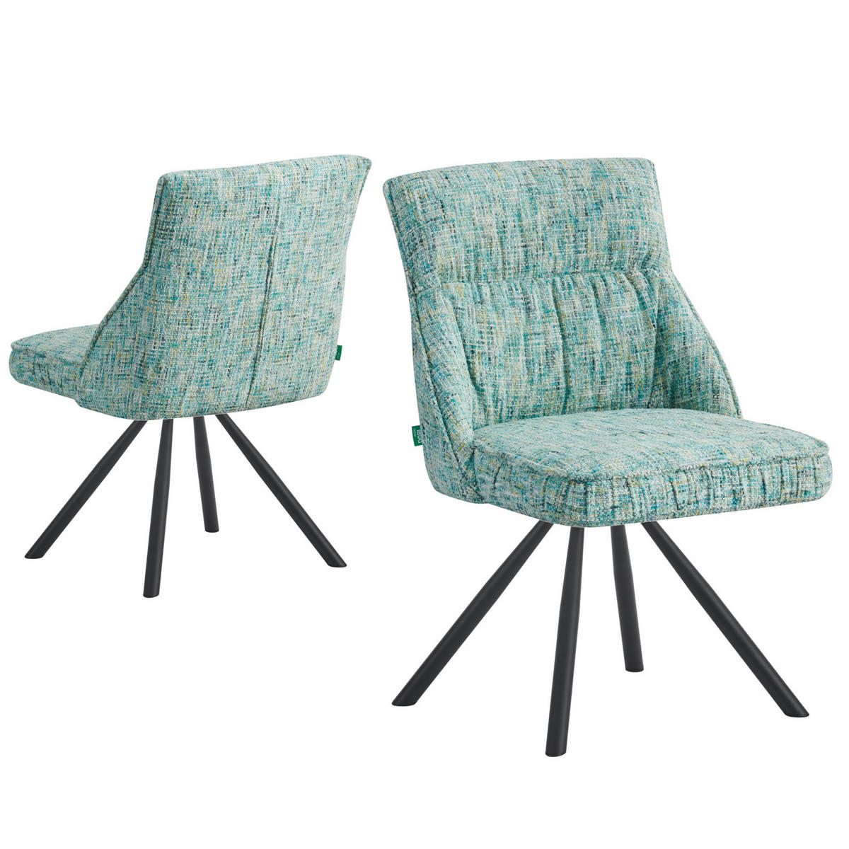 ESSZIMMERSTUHL SERINA 2er-Set - Türkis/Schwarz, Textil/Metall (49/83/62cm) - DUBI Möbel