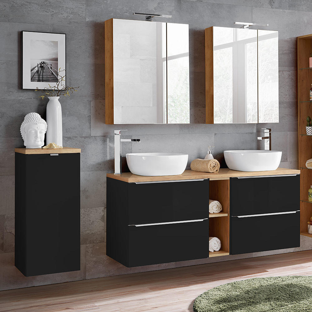 BADMÖBEL-SET 4-TLG. Toskana-56 - Anthrazit, Holzwerkstoff (195/190/46cm) - Lomado