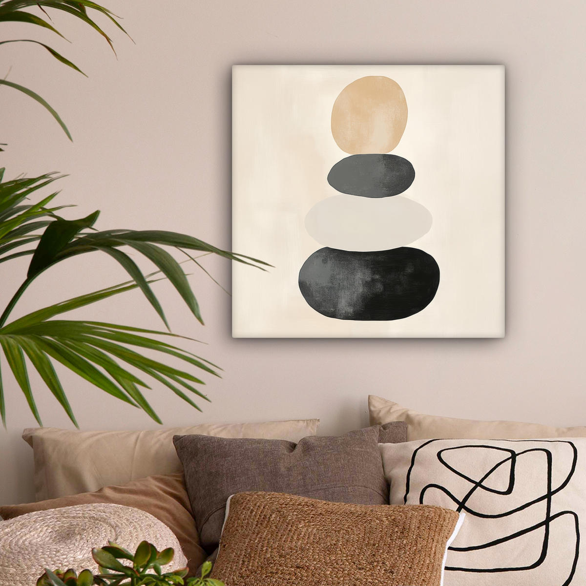 LEINWANDBILD Japandi - Wabi sabi - Beige 50x50 cm - Taupe, Textil (50/50cm) - MuchoWow