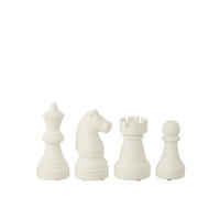 SCHACHFIGUR (4ER SET) - Weiß, Glas/Naturmaterialien (8.5/19.5/8.5cm) - J-Line