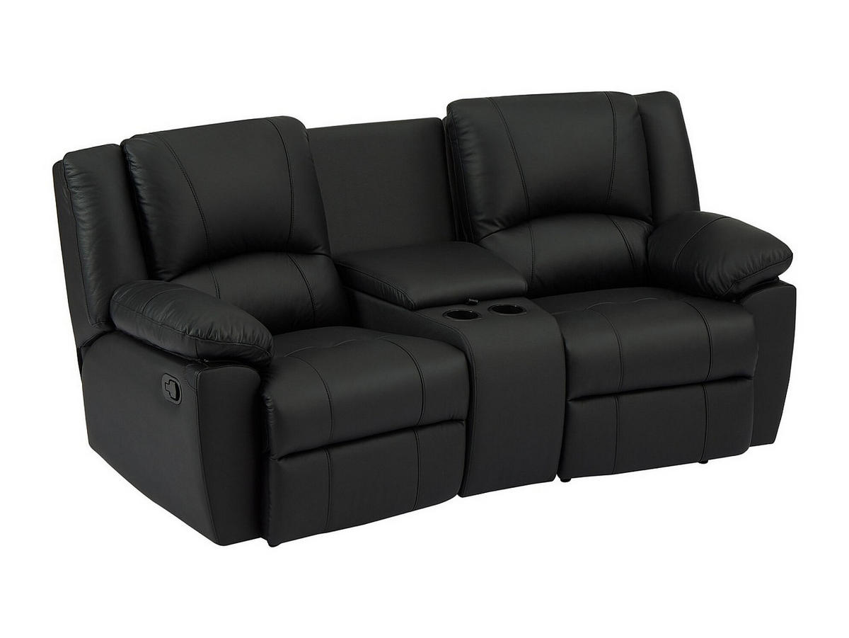 RELAXSOFA - 2 Personen-Sitzer - Leder - Schwarz - - Schwarz, Leder (201/97/95cm) - Vente-Unique
