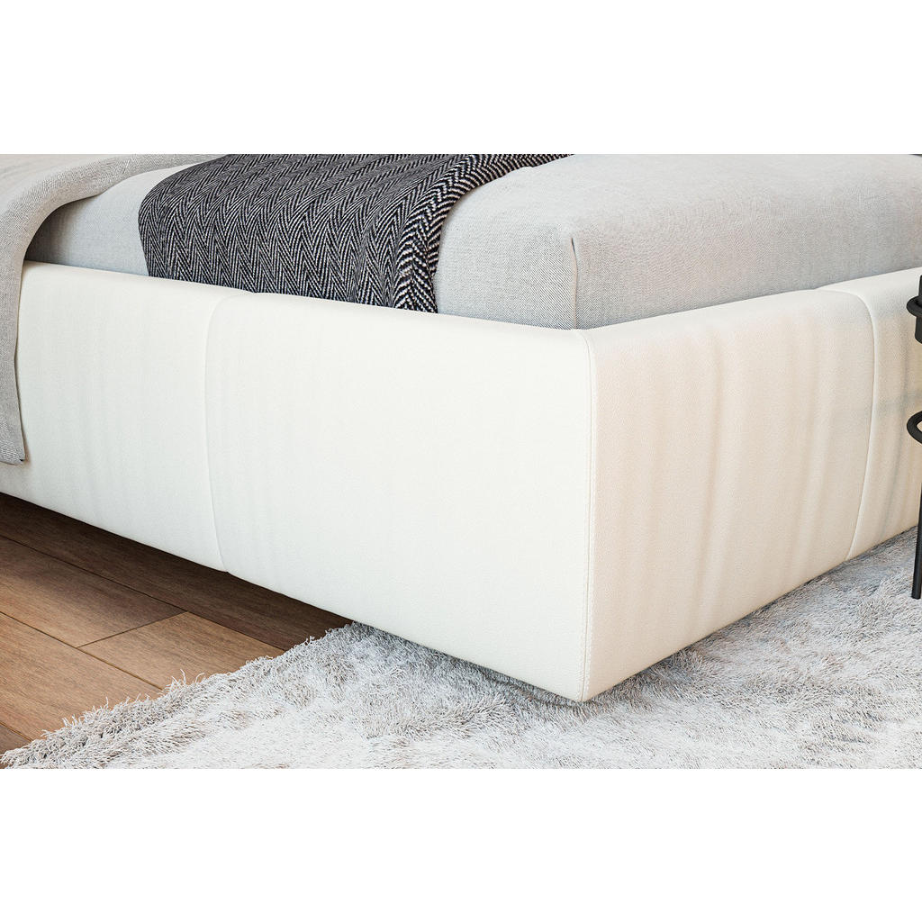 Thumbnail - Kawola Polsterbett, Creme, Leder, Echtholz, 200x200 cm, Schlafzimmer, Betten, Polsterbetten