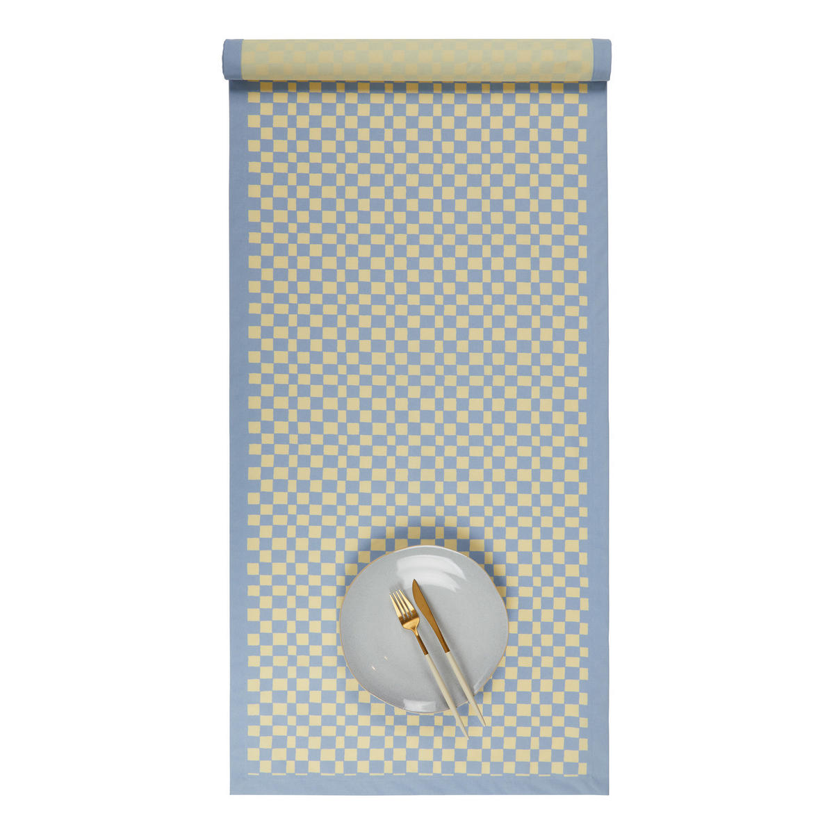 TISCHLÄUFER Checker Style 50x160 cm - Hellblau, Textil (160/50cm) - BUTLERS