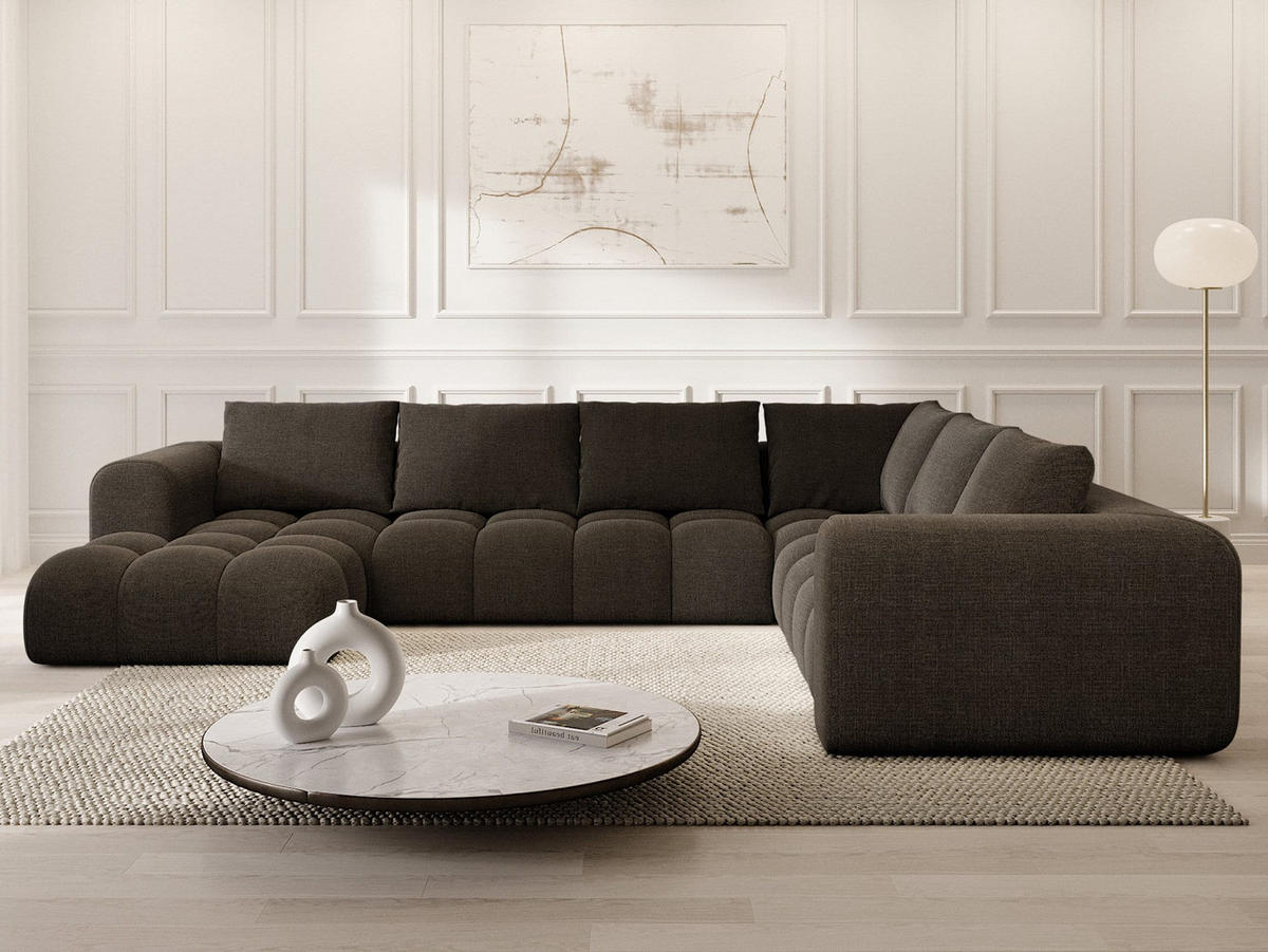 WOHNLANDSCHAFT Casaluna U-Form Schwarz Strukturstoff - Schwarz, Kunststoff (338/88/267cm)