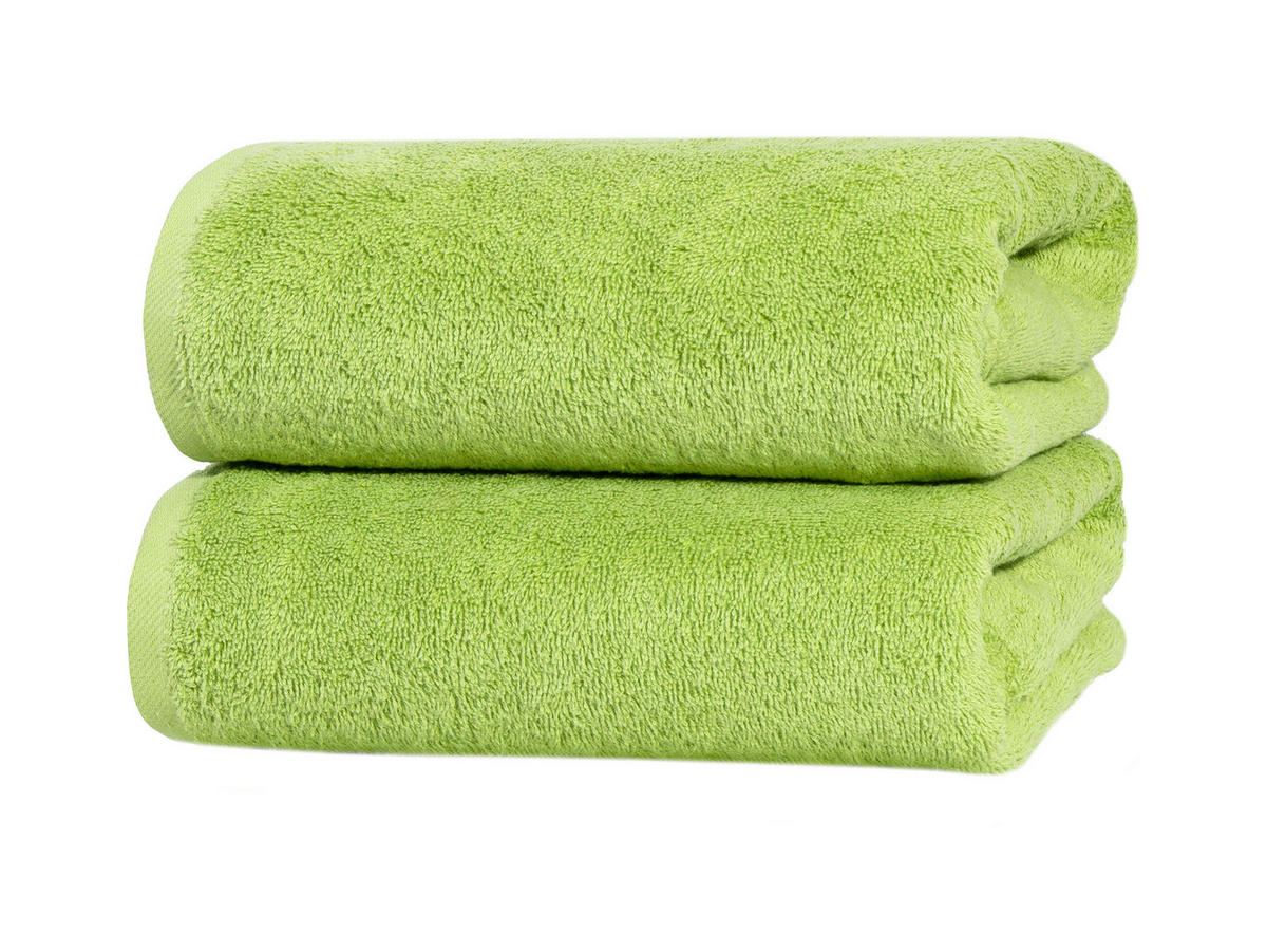 BADETUCH, 2er-Set, 100x150 cm, 100% Baumwolle, Grün - Hellgrün, Textil (100/150cm) - Zollner