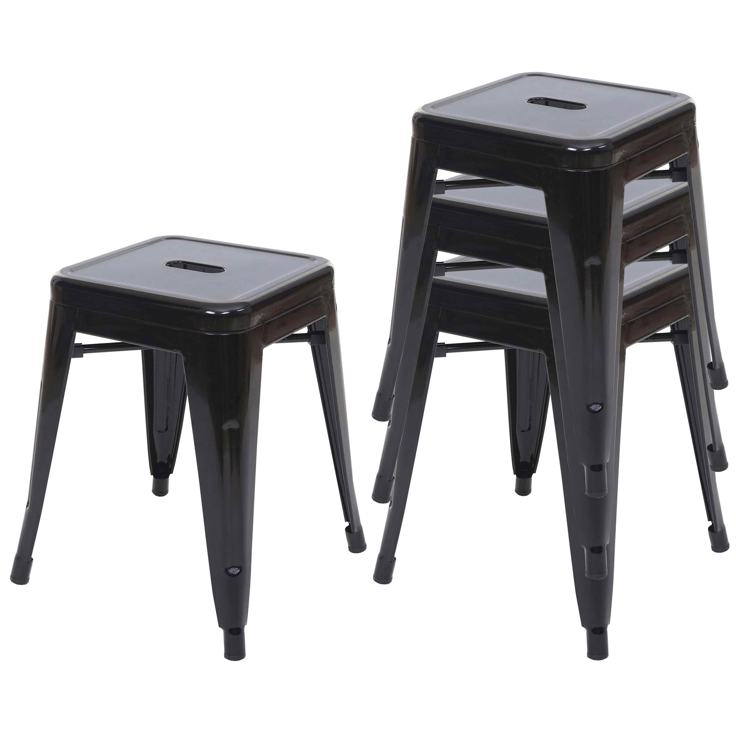 HOCKER Schwarz 4er-Set - Schwarz, Metall (39/46/39cm) - MCW