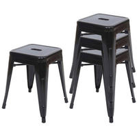 HOCKER Schwarz 4er-Set - Schwarz, Metall (39/46/39cm) - MCW