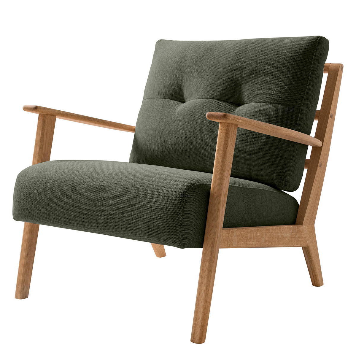 SESSEL - Eichefarben/Grau, Eichenholz/Textil (83/80/75cm) - home24