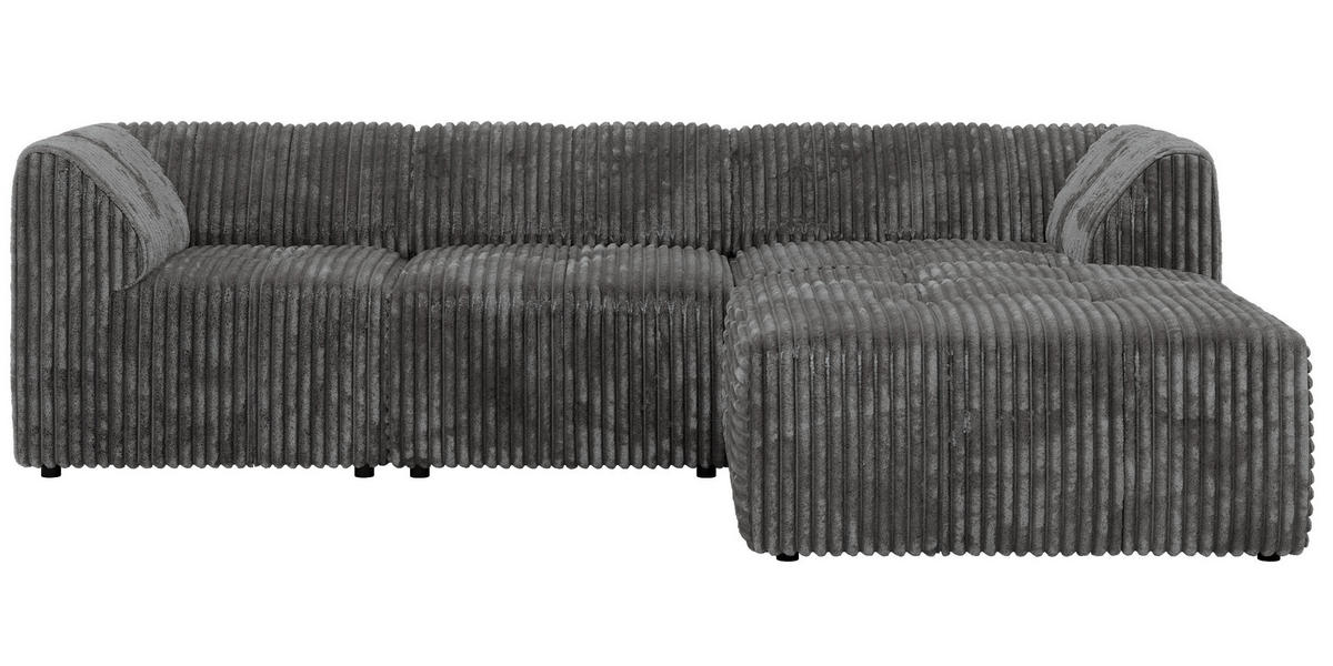 ROHOVÁ SEDAČKA VORITA L 3M - Šedá Manšestr - Pravá - šedá/černá, textil/plast (176/267cm) - MKS