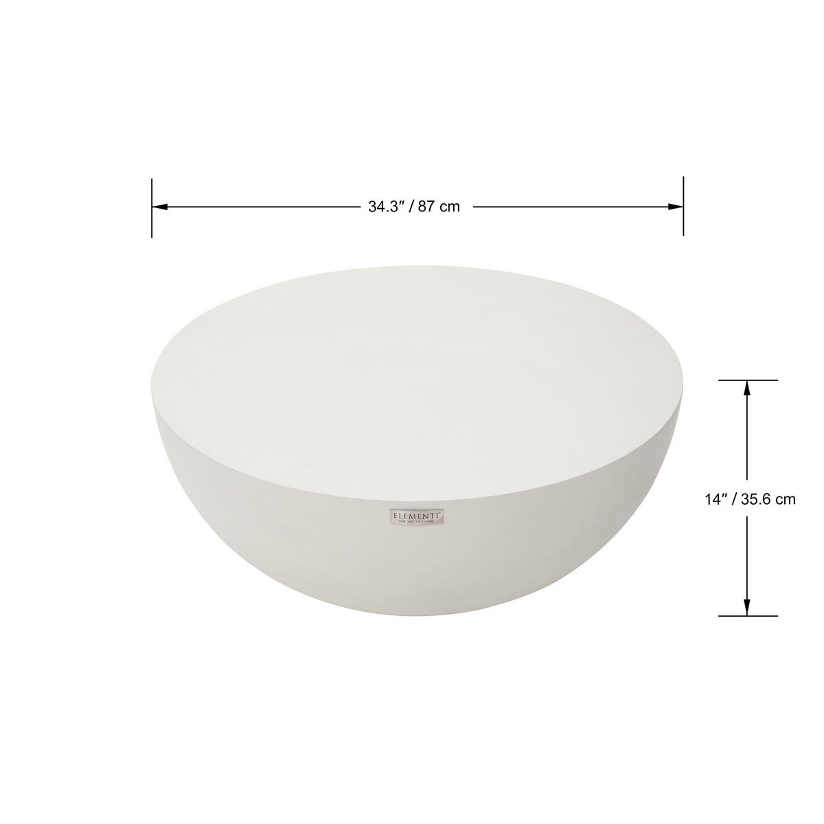 COUCHTISCH CHRONOS Mittel aus Beton 87 x 87 x 35 cm - Creme, Naturmaterialien (87/87/35cm) - Elementi