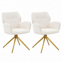 ESSZIMMERSTUHL drehbar 2er-Set Chenille Cream White - Weiß, Metall (45/84/53.5cm) - Meubliv