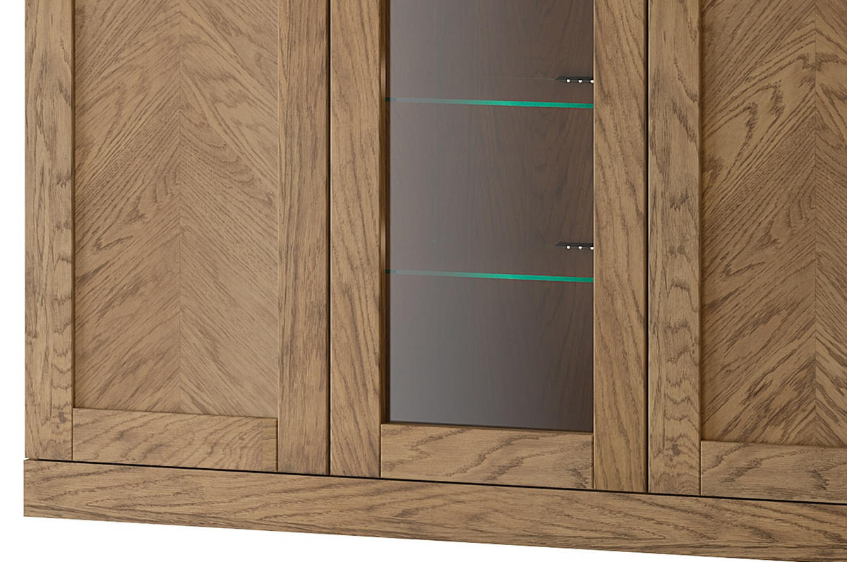 STANDVITRINE Cozy Eiche Rustikal 140 / 42 / 90cm - Eichefarben/Braun, Holz/Metall (140/90/42cm) - Feldmann-Wohnen