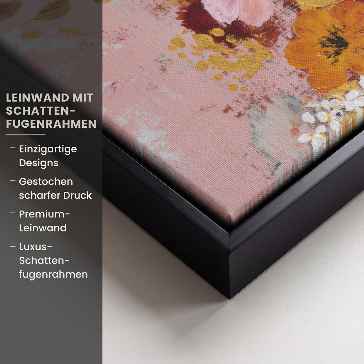 LEINWAND Bilder mit Rahmen - Malerei - Blumen - Rustikal - Rosa - 40x30 - Altrosa, Textil (40/30cm) - MuchoWow