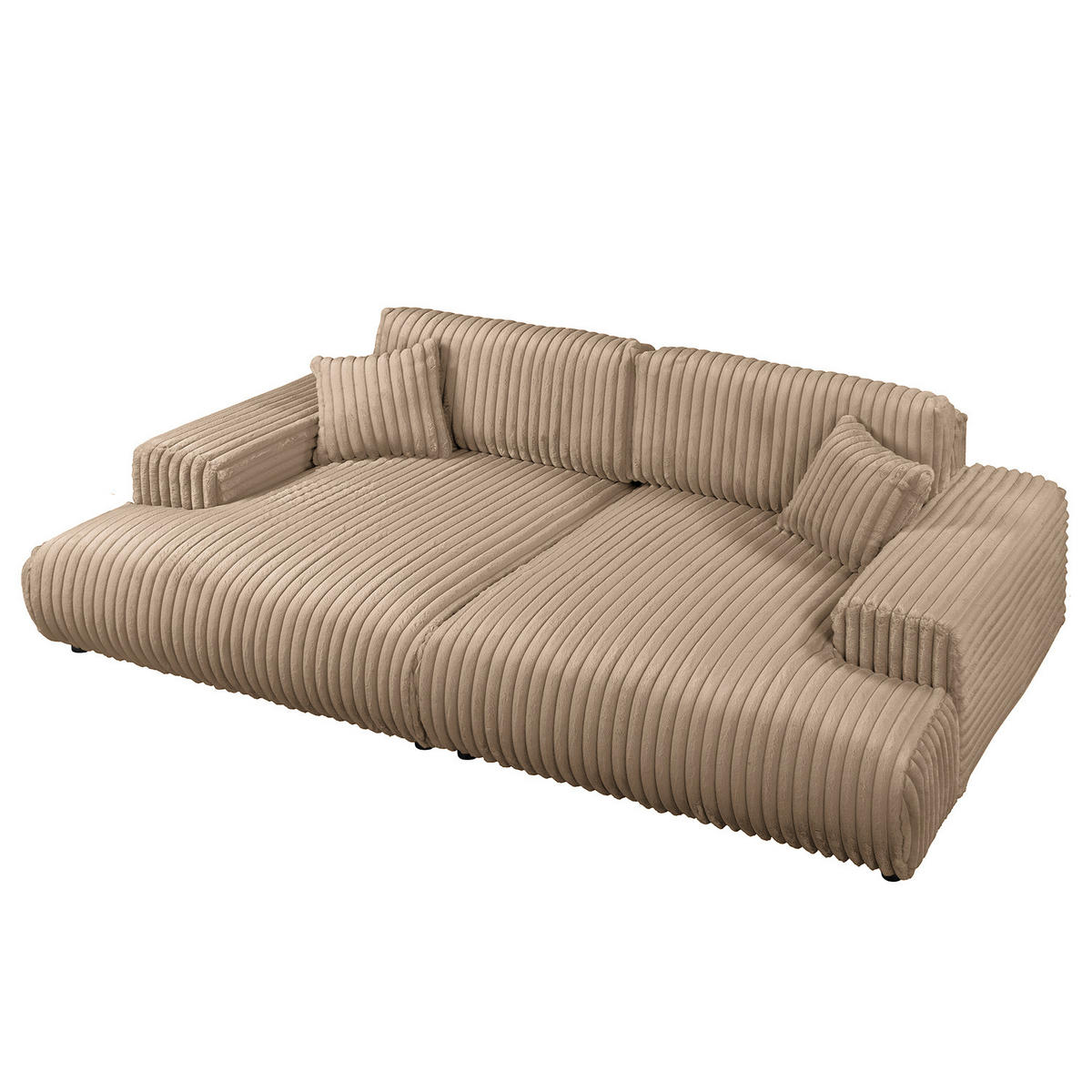 BIGSOFA - Taupe/Schwarz, Kunststoff/Textil (237/79/144cm) - home24