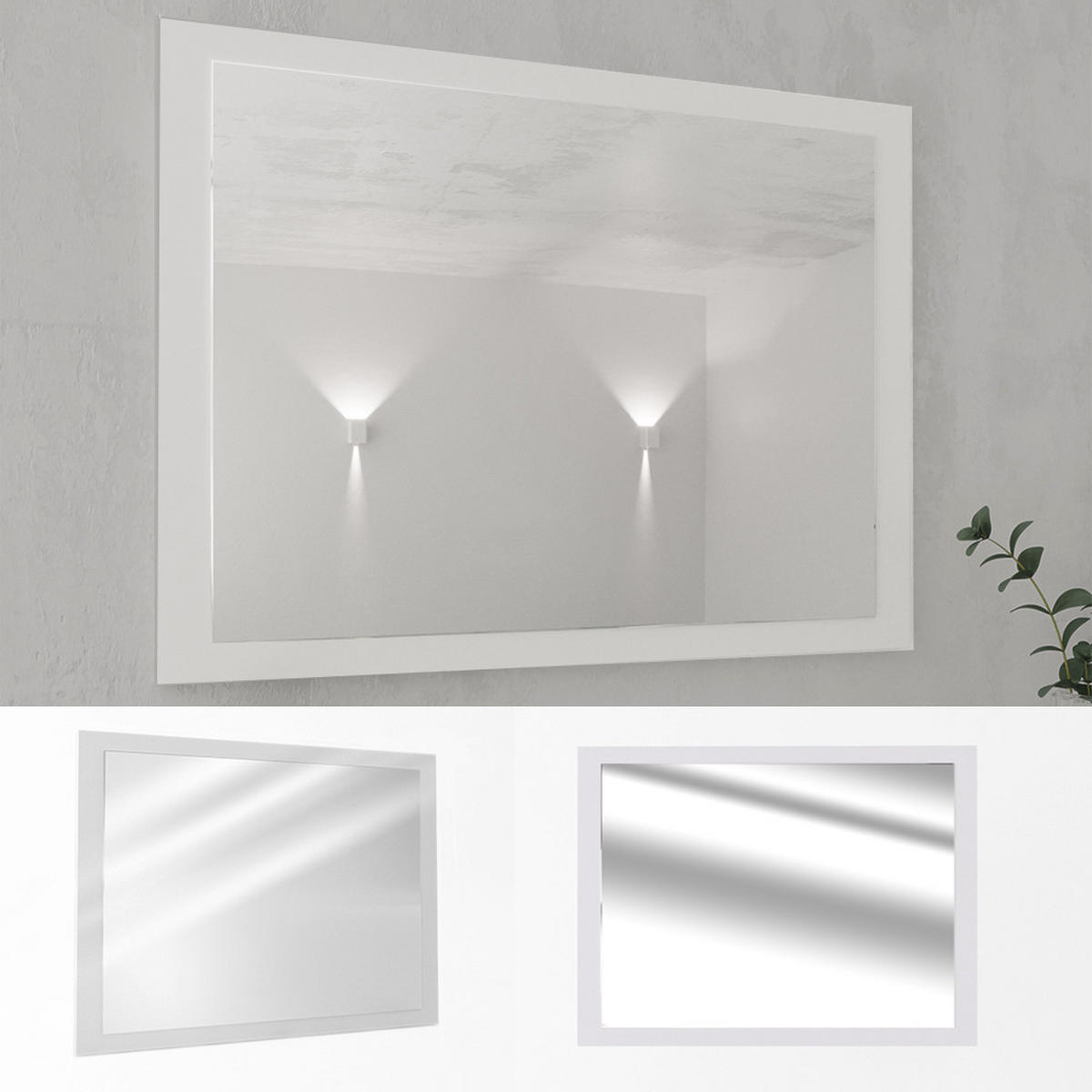 BADEZIMMERSPIEGEL Emma Weiß 45 x 60 cm - Weiß, Glas (45/60/2cm) - Vicco