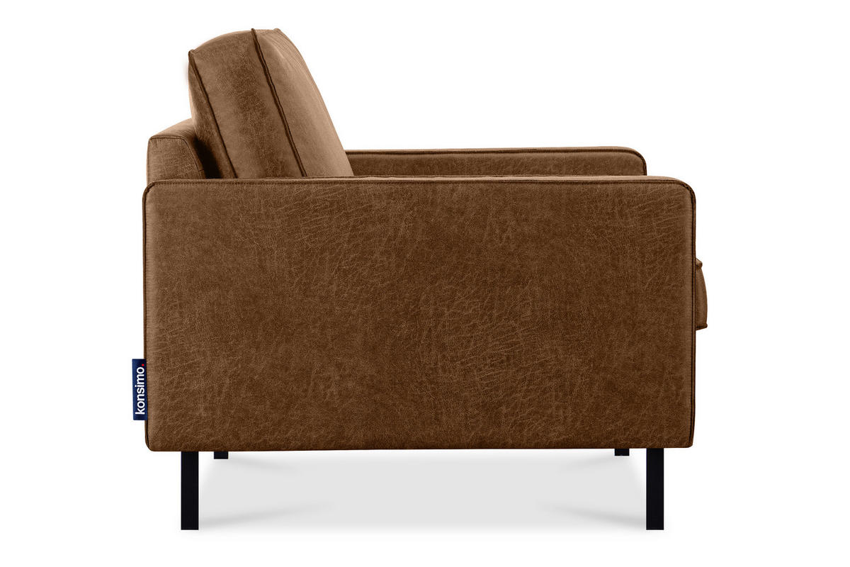 SESSEL INVIA mit Armlehnen auf hohen Metallbeinen vintage, Lederoptik-Stoff, Braun - Schwarz/Braun, Textil (98/87/98cm) - KONSIMO®