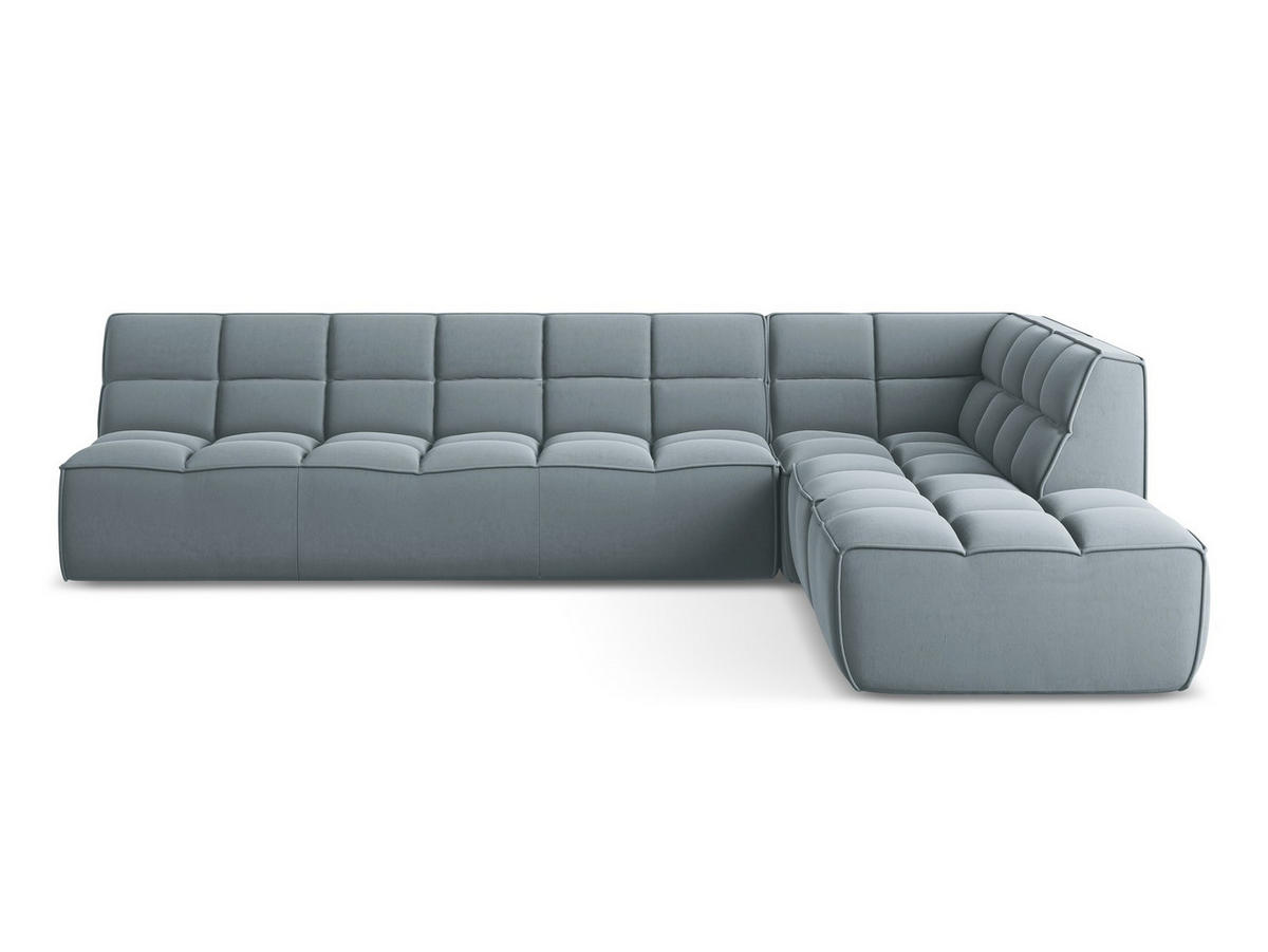 ECKSOFA Beidseitig Samt Stoff Blau - Blau/Schwarz, Kunststoff/Textil (308/258cm) - Makamii