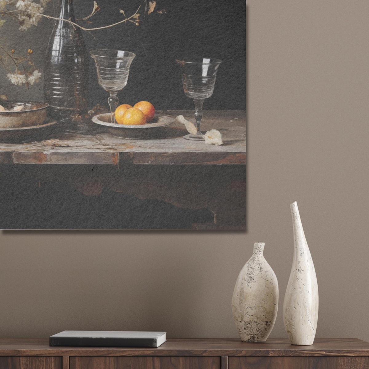 AKUSTIKBILD - Stilleben - Blumen - Blumenstrauß - Vase - Wein - 90x60 - Schwarz, Kunststoff (90/60/0.9cm) - MuchoWow