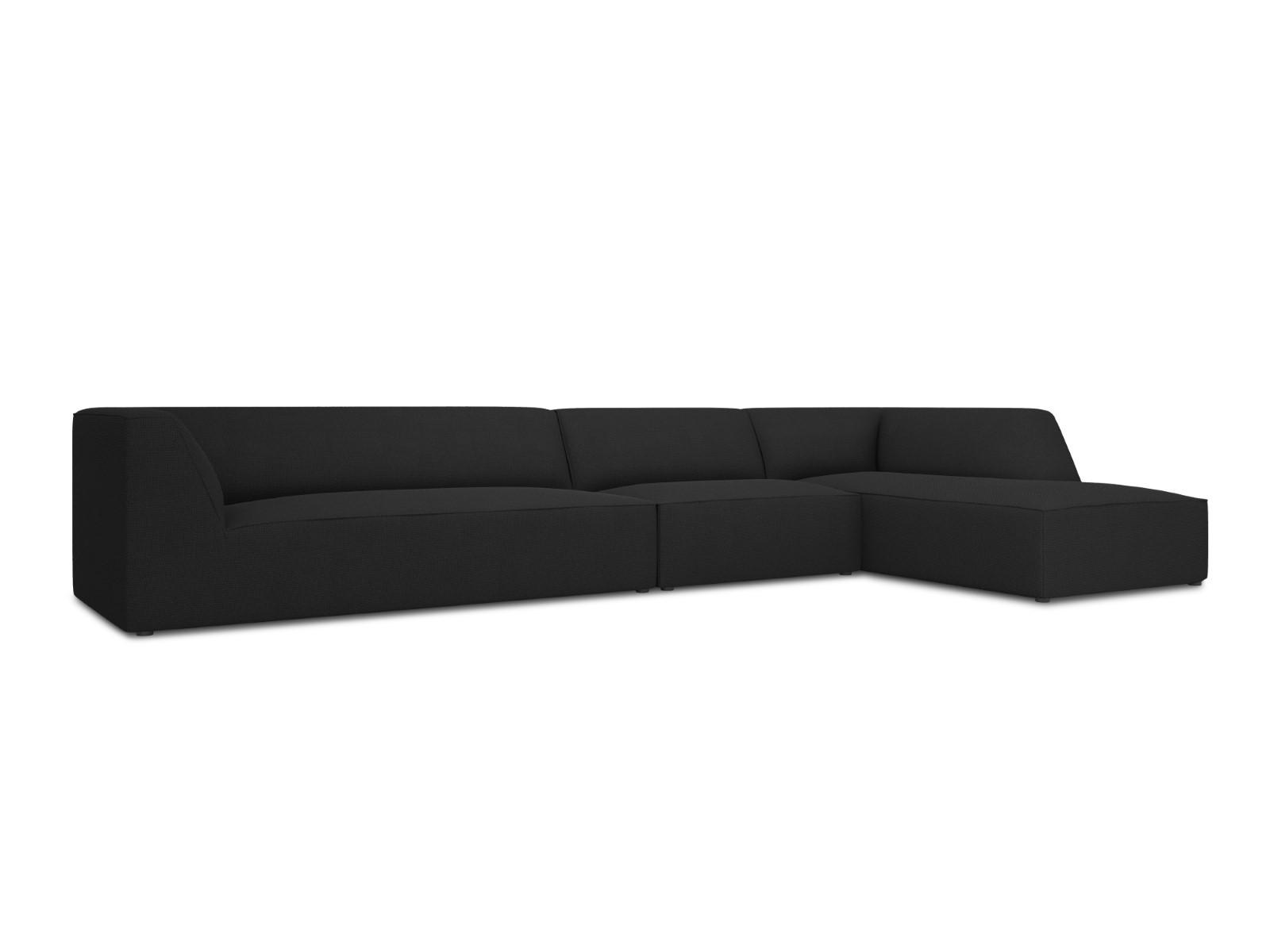 ECKSOFA rechts Ruby aus strukturiertem Stoff schwarz 5 Sitzplätze - Schwarz, Textil (180/366cm) - Micadoni