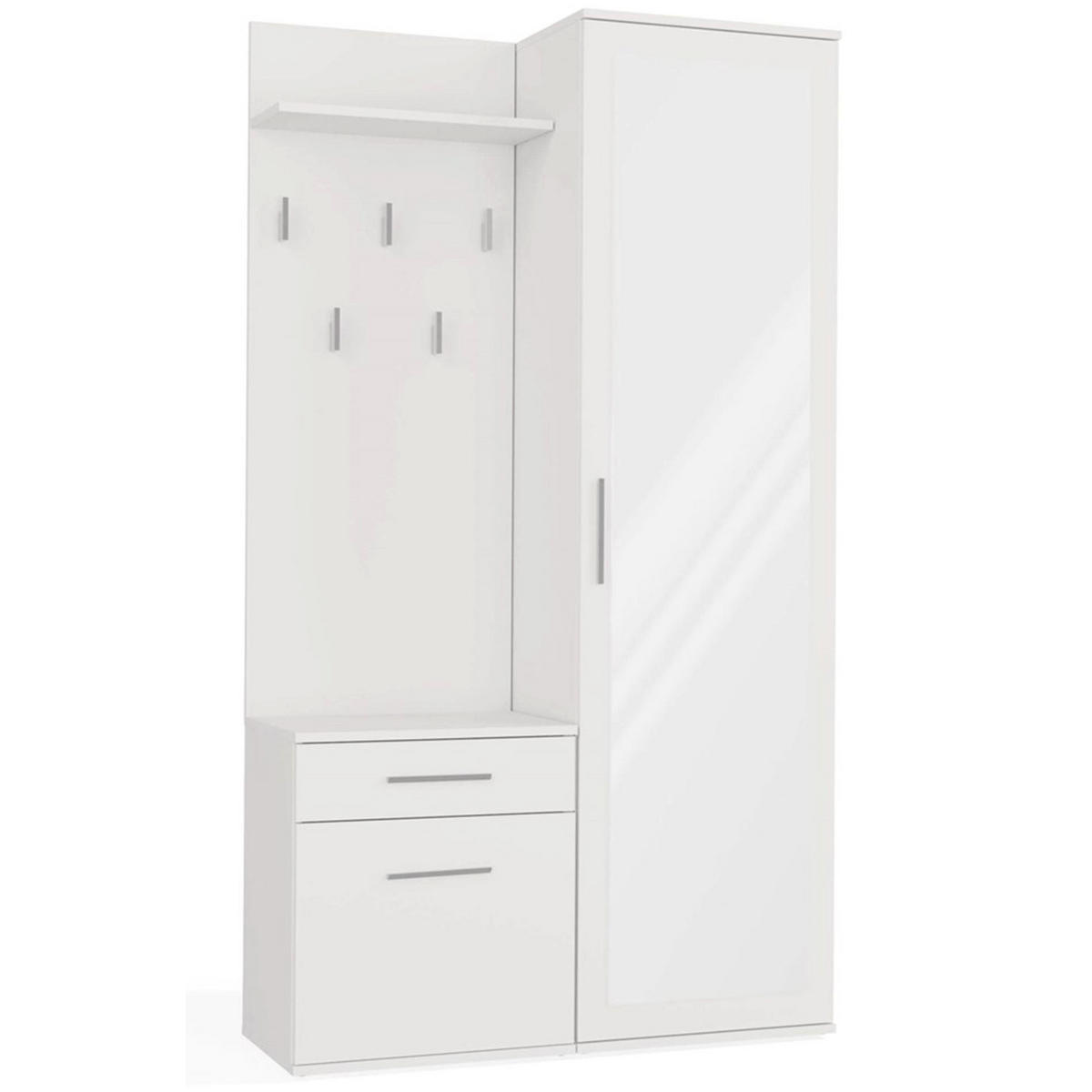 FLURMÖBEL-SET Duvio Weiß - Silberfarben/Weiß, Holzwerkstoff/Kunststoff (100/35/180cm) - Selsey