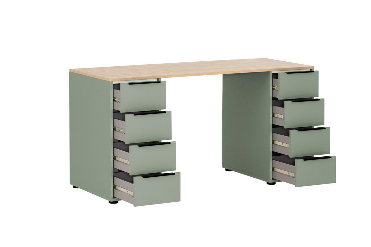 SCHREIBTISCH Kangaroo 73x140x55,5 cm Pistazie / Eiche - Grün, Holz (55.5/140/73cm) - PROREGAL