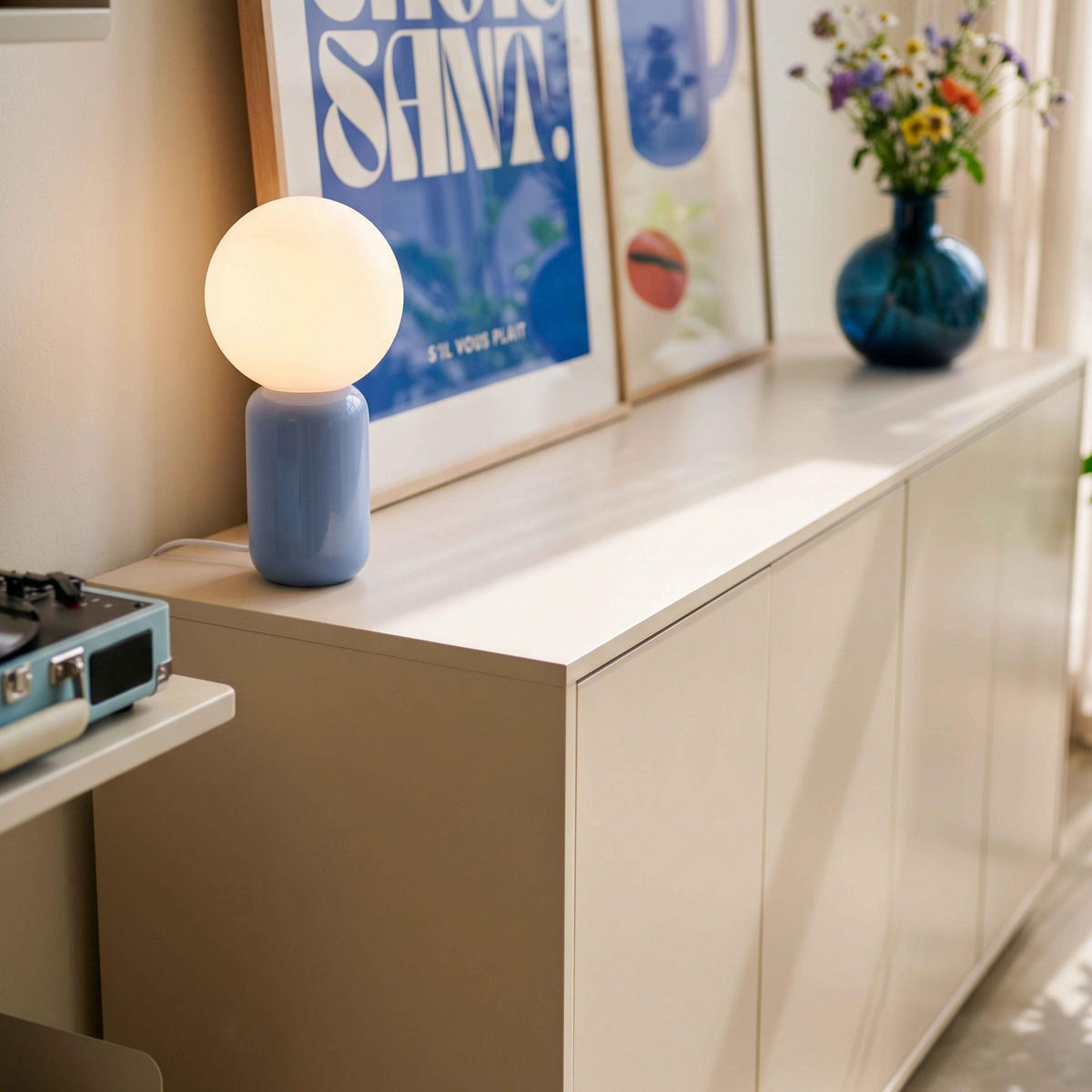 SIDEBOARD 160 cm, Ekru - Weiß, Holz (160/80/45cm) - Oviala