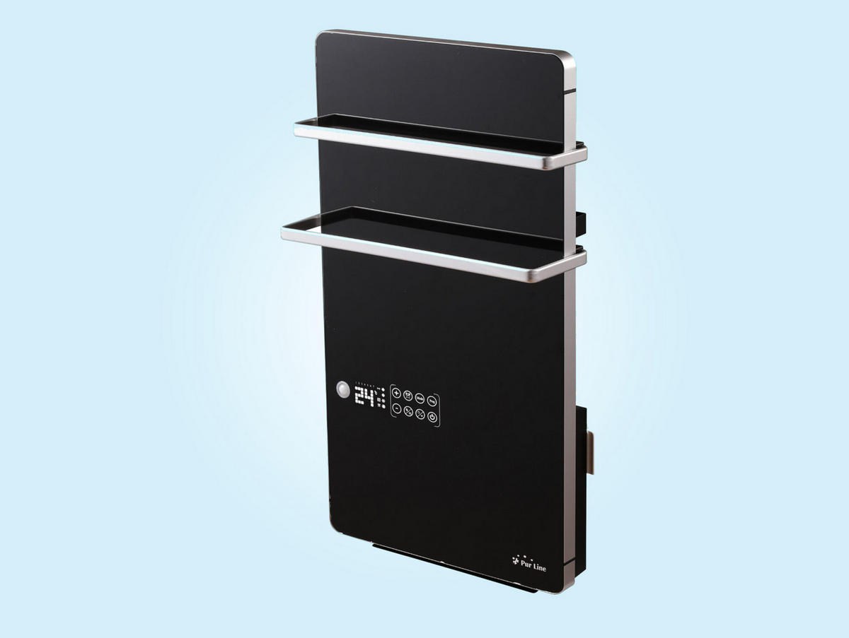 HANDTUCHTROCKNER Schwarz mit Elektrosystem und Wandhalterung 2000 W - Schwarz, Metall (46/80/17cm) - Purline