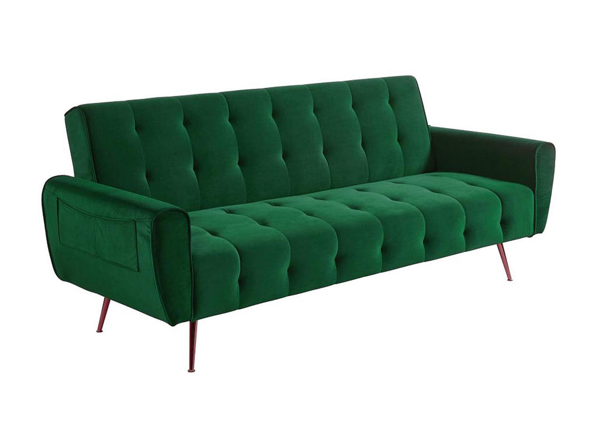 SCHLAFSOFA Klappsofa 3-Sitzer - Samt - Tannengrün - POLANI - Grün, Textil (209/83/83cm) - Vente-Unique