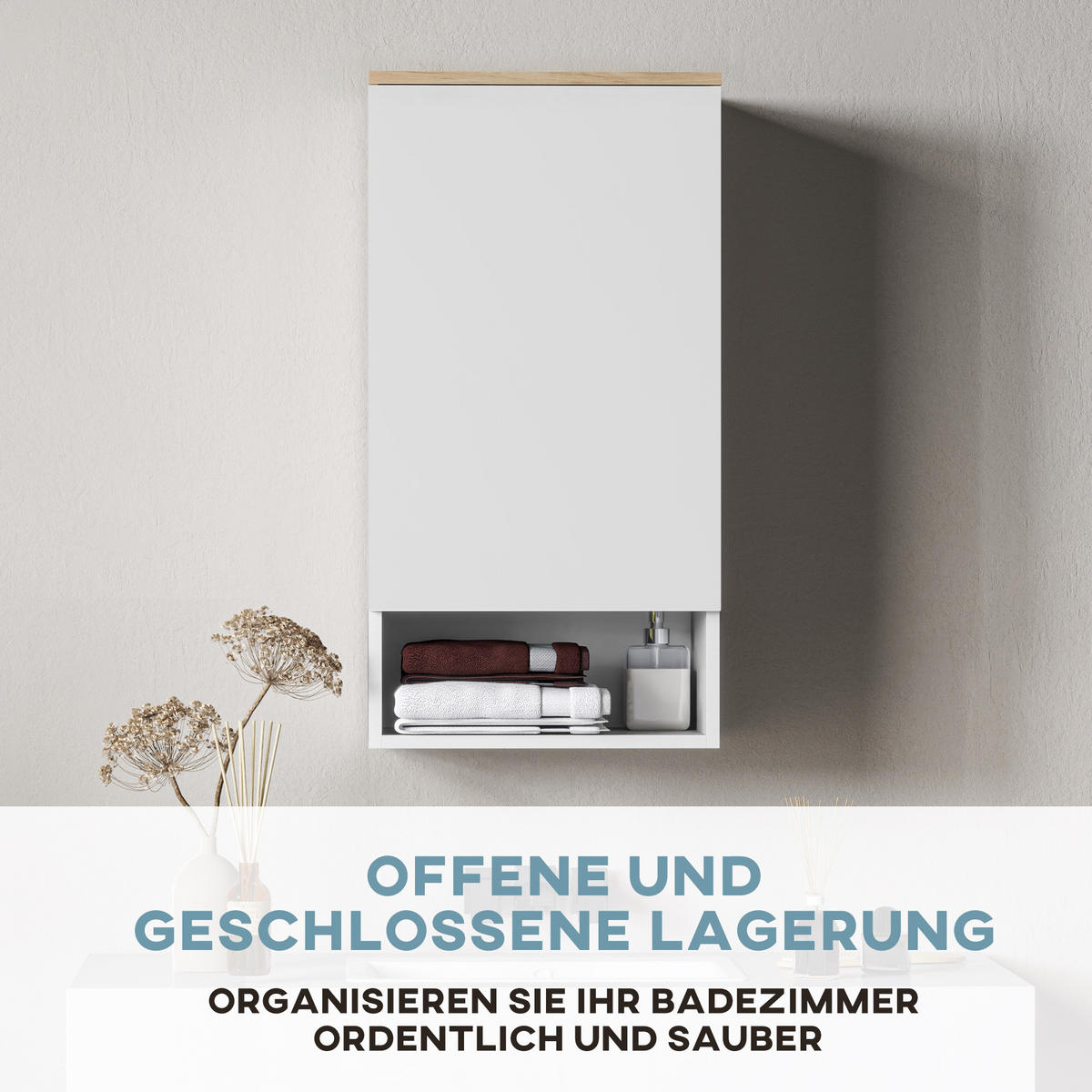 HÄNGESCHRANK Wandschrank Badezimmerschrank mit Türen, verstellbaren Ablagen - Weiß, Holz (27/77/40cm) - HOMCOM