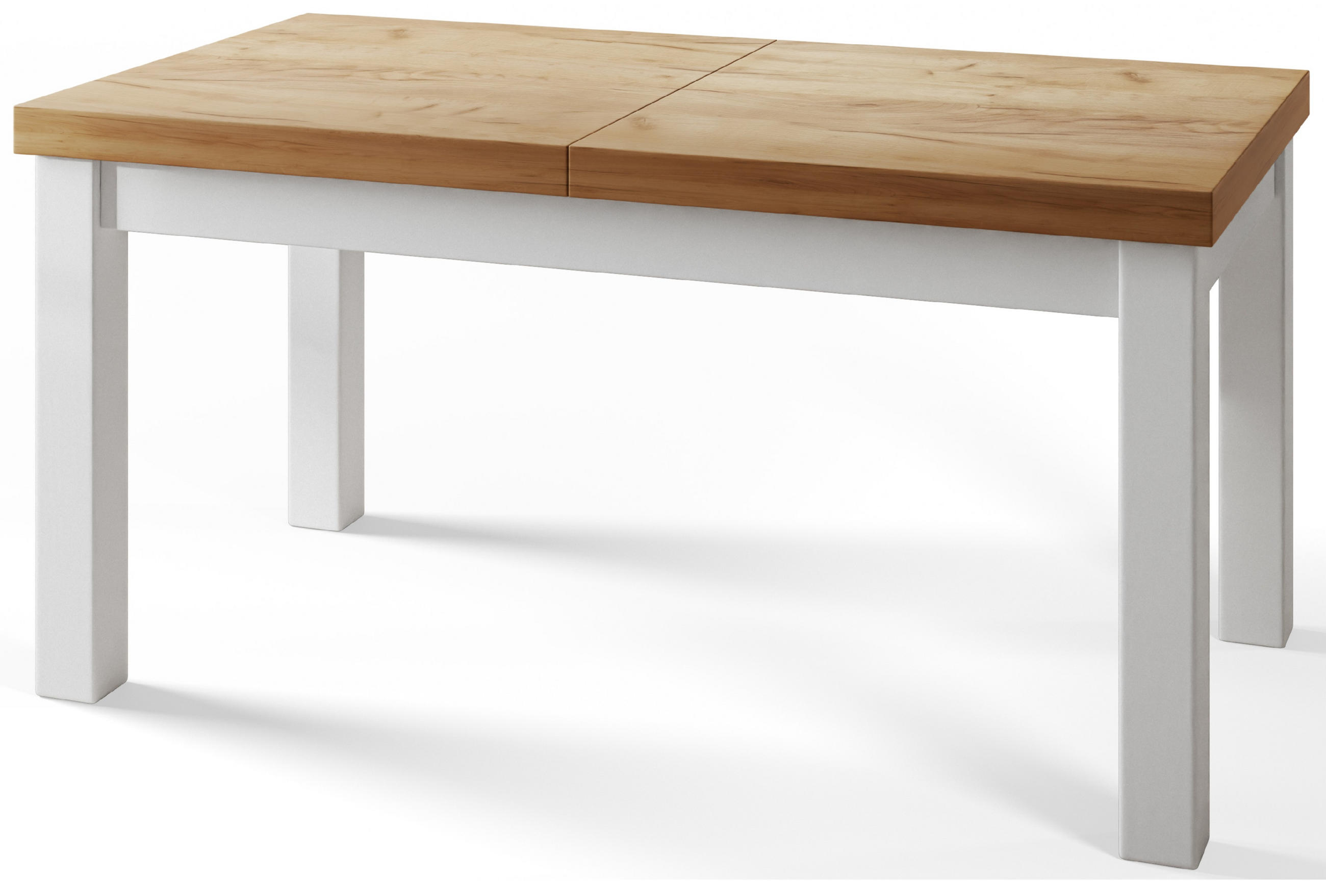 ESSZIMMERTISCH CLASSIC, ausziehbarer Tisch 160-210X90X78 cm, Farbe: CRAFT, mit Holzbeinen in Farbe Weiß - Weiß/Braun, Holzwerkstoff (160/90/78cm) - Alpi-Möbel