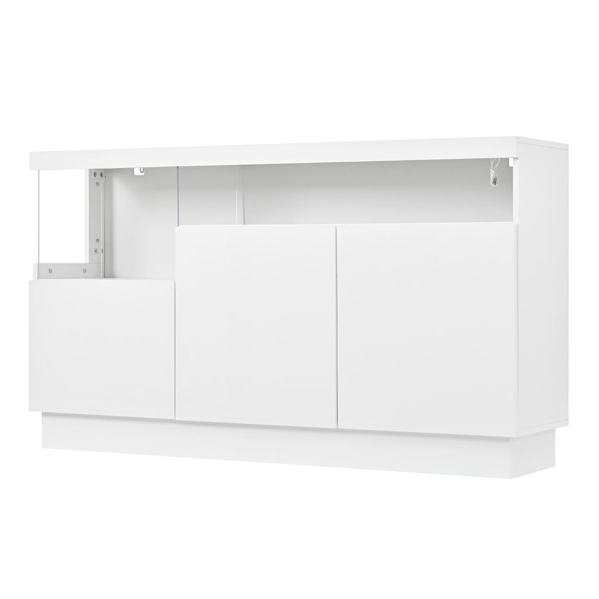 SIDEBOARD mit App-LED-Beleuchtung und Acrylfächern für Stauraum - Weiß, Holzwerkstoff (36/80/140cm) - Korfee