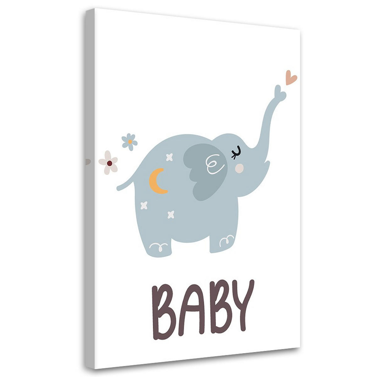 WANDBILD elefant für kinder boho - Blau, Textil (40/60cm) - Feeby