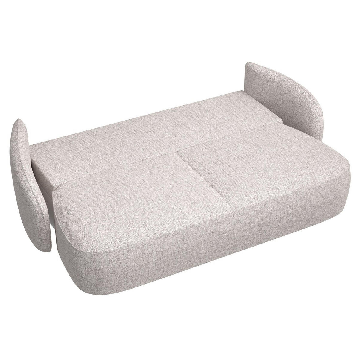 3-SITZER-SOFA Savoy Hellbeige mit Schlaffunktion - Ecru/Schwarz, Kunststoff/Textil (254/96/105cm) - Selsey