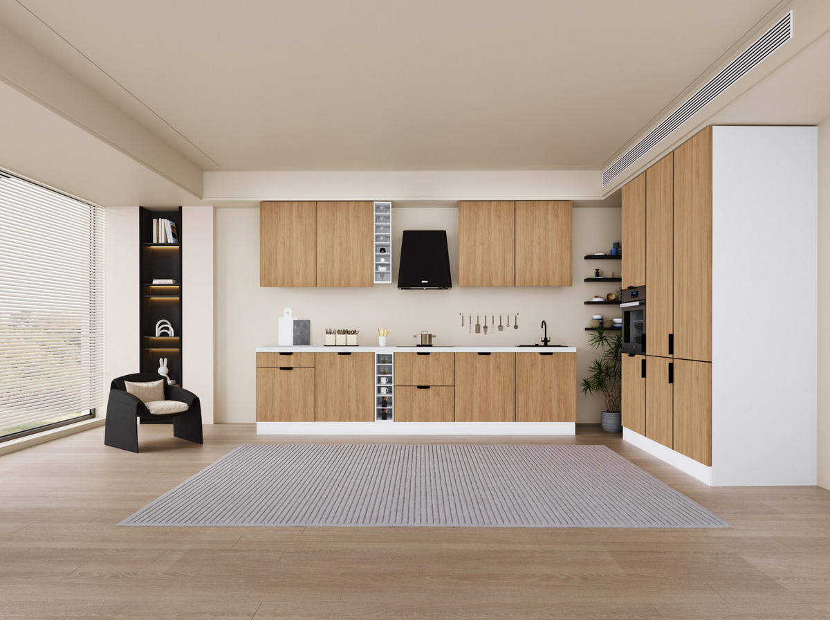 KÜCHENZEILE 315 x 180 cm - Sorento KS14-M315 - in Sonoma Eiche / Weiß - Weiß/Sonoma Eiche, Holz (495/247/58cm)