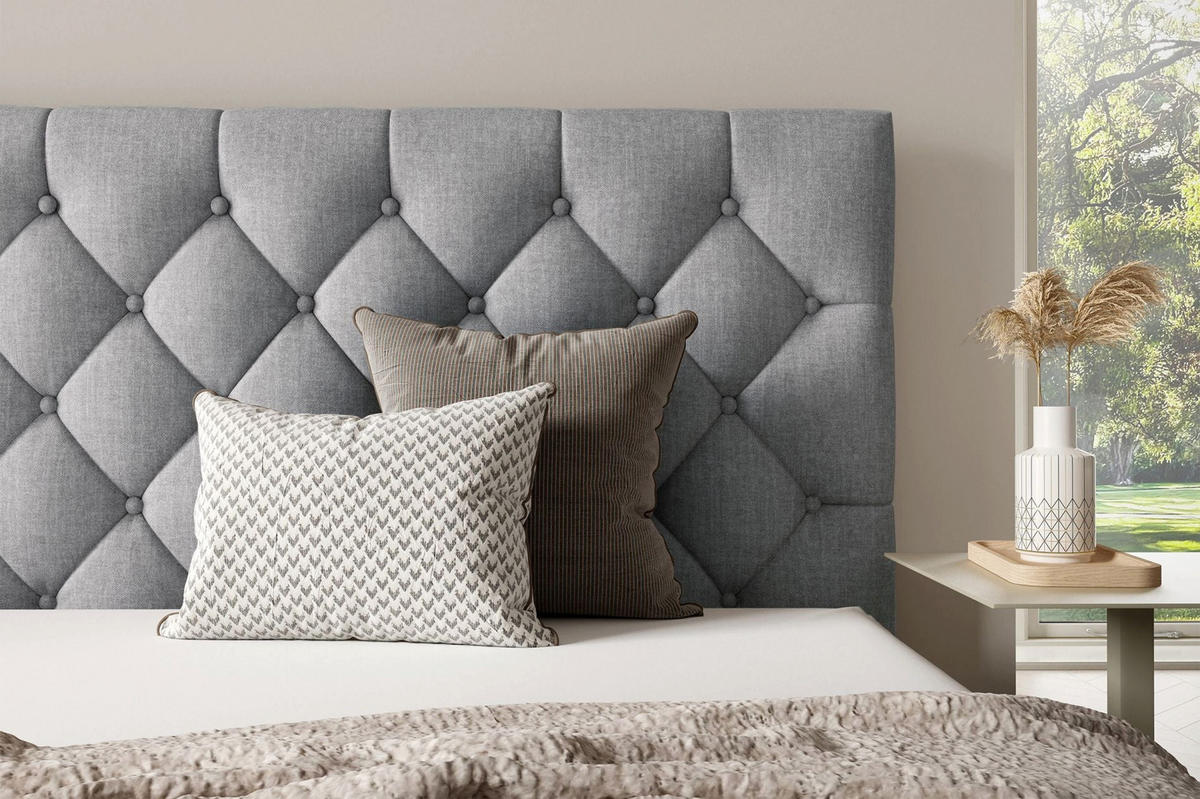 POLSTERBETT Aurevia Hellgrau Samtbezug 180x200 cm - Hellgrau, Textil (180/200cm) - Selsey