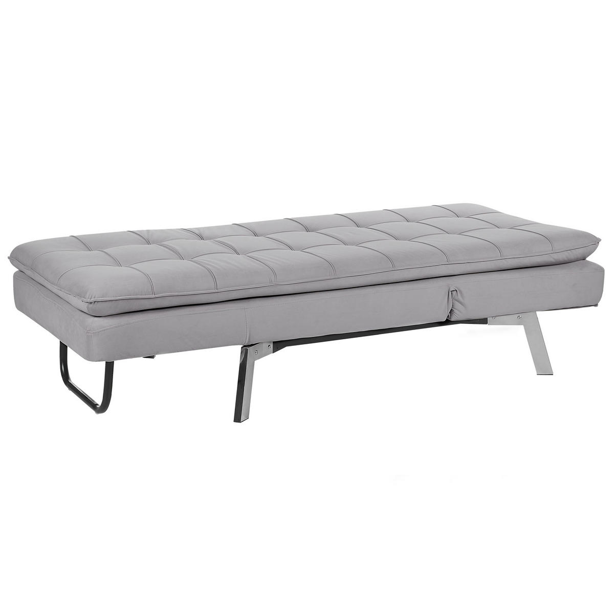RELAXLIEGE Samtstoff hellgrau verstellbar Loiret - Silberfarben/Grau, Textil (179/93/76cm) - Beliani