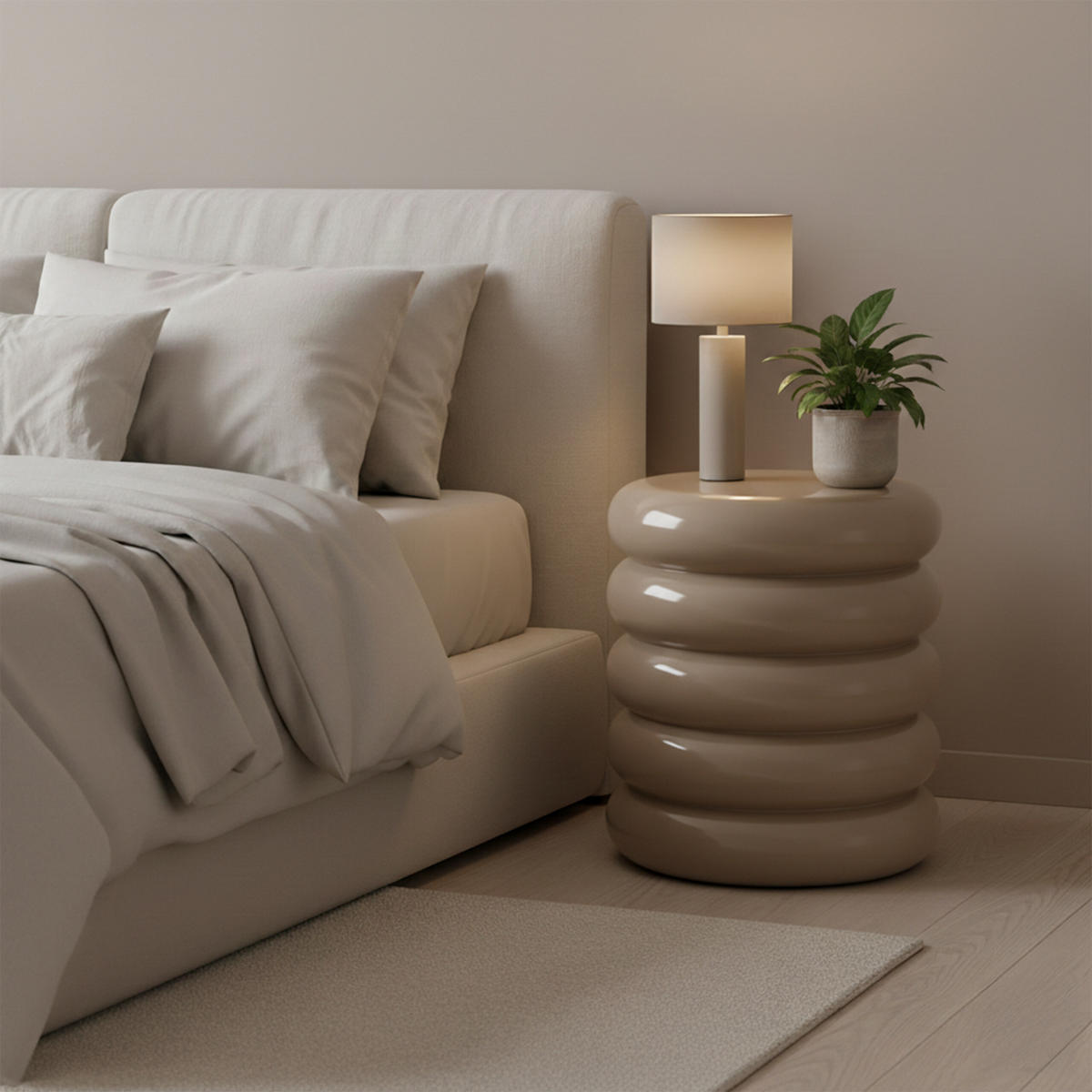 STRANSKA miza - bež, kovina (31/31/45cm) - Relaxdays