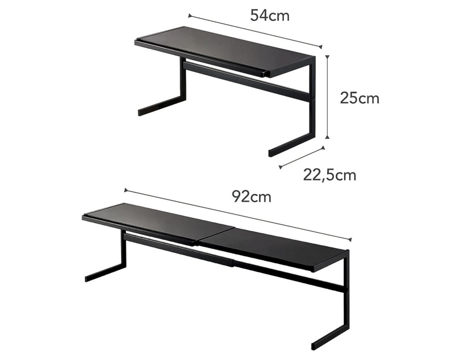 KÜCHENREGAL Tower schwarz 54/25/22 cm ausziehbar bis 92cm - Schwarz, Metall (92/25/22cm) - Yamazaki