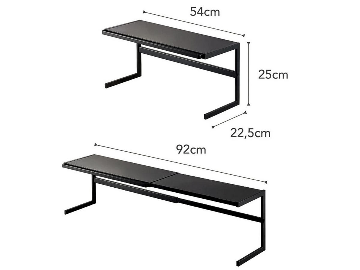 KÜCHENREGAL Tower schwarz 54/25/22 cm ausziehbar bis 92cm - Schwarz, Metall (92/25/22cm) - Yamazaki