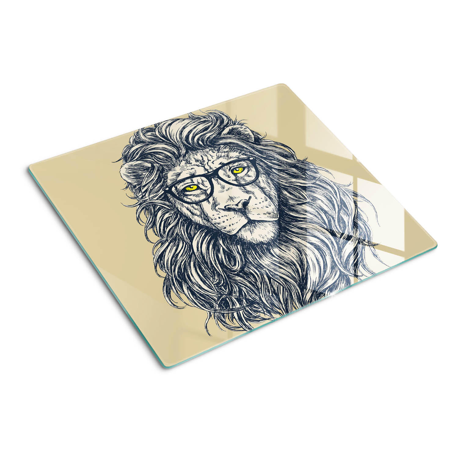 GLASPLATTE 60x52 cm Hipster-Löwe - Pink/Beige, Glas (60/0.4/52cm) - TULUP