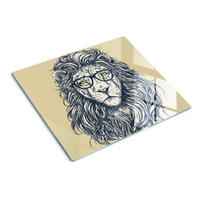 GLASPLATTE 60x52 cm Hipster-Löwe - Pink/Beige, Glas (60/0.4/52cm) - TULUP