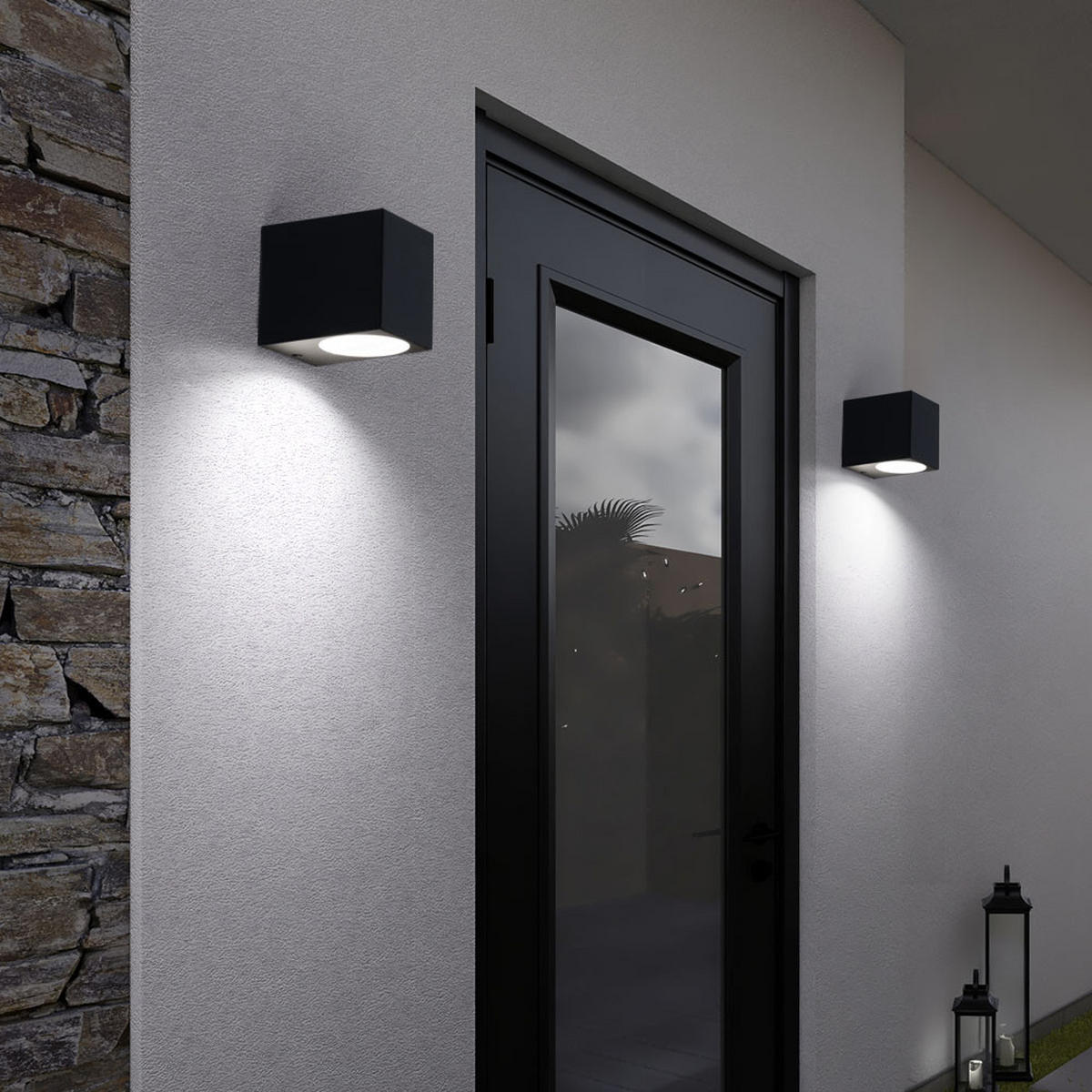 RGB LED AUSSEN-WANDLEUCHTE Grau 3er Set - Grau, Metall (6.8/9.2/8cm)