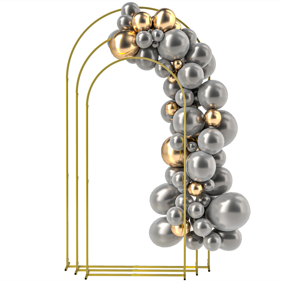 ROSENBOGEN-SET DE-18333 3-teilig, Höhen 1,8/2,0/2,2 m Gold - Goldfarben, Metall (40/220/120cm) - ComfortXL