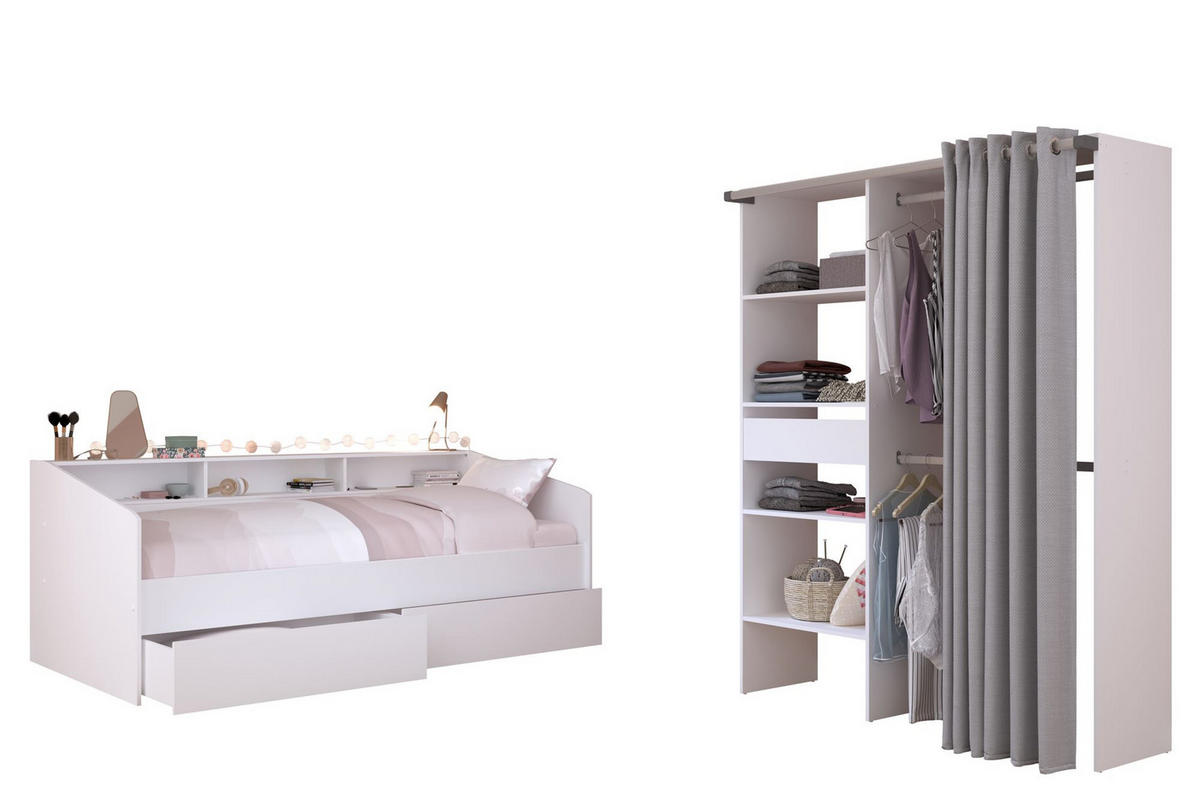 KINDERZIMMER SET Parisot Sleep 3-tlg. Holzdekor Weiß/Eiche - Eichefarben/Weiß, Kunststoff (100/1/200cm) - 58aufmkessel