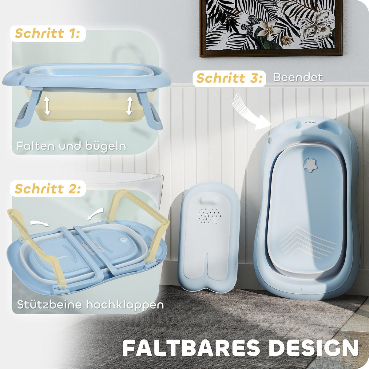 BABYWANNE, Kunststoff, TPE, Hellblau - Hellblau, Kunststoff (48/83cm) - AIYAPLAY